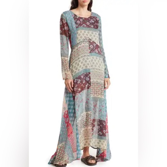 RAGA NWT Long Boho Maxi Dress In Patchwork Print - Picture 2 of 3